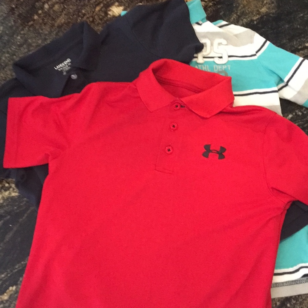 Boys RED ONLY Under Armour DriFit Polo